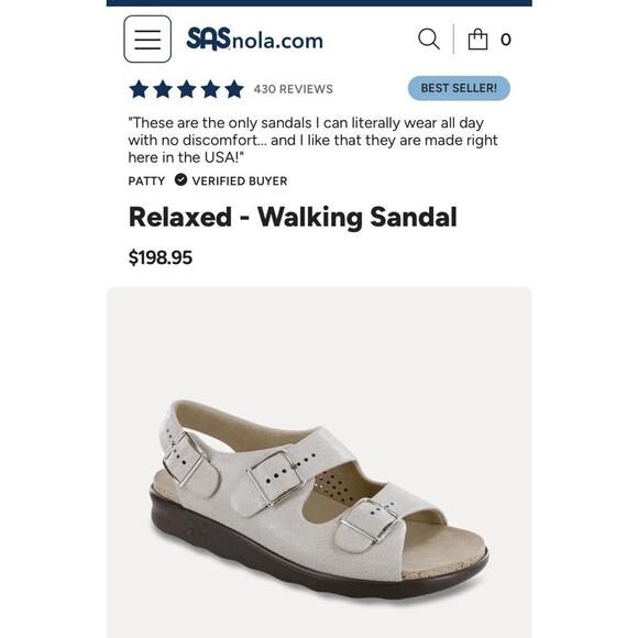 SAS Relaxed Heel Straps Sandal Women's 8 Wide Web Linen Leather Tripad Comfort - Picture 3 of 16